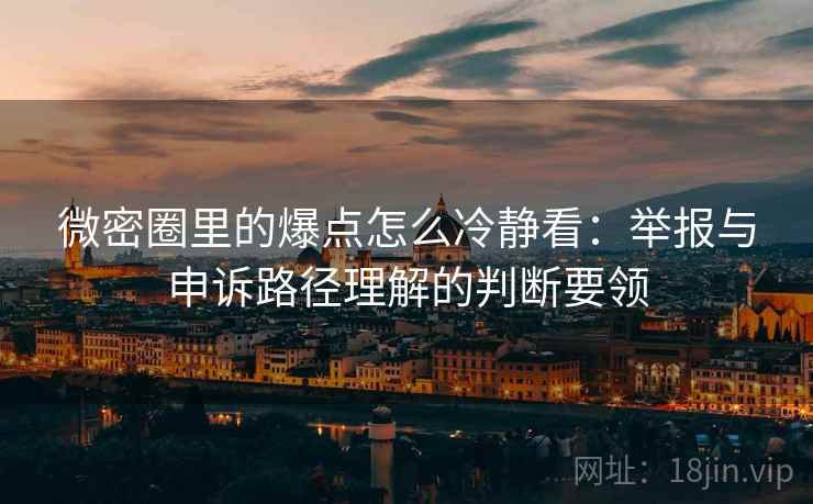微密圈里的爆点怎么冷静看：举报与申诉路径理解的判断要领